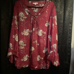 Cato Burgundy Floral Blouse